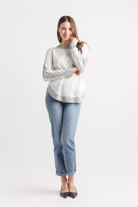 Heathered Rib Details Shirt Hem Sweater