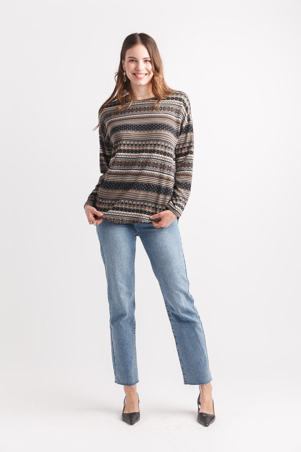 Fairisle Striped Lightweight Sweater