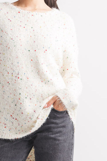 Speckled Shirt Hem Sweater