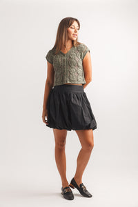 Bubble Hem Skirt with Side Zip