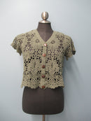 Short Sleeve Floral Button Front Cardigan