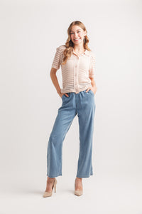 Knit Short Sleeve Collared Cardigan