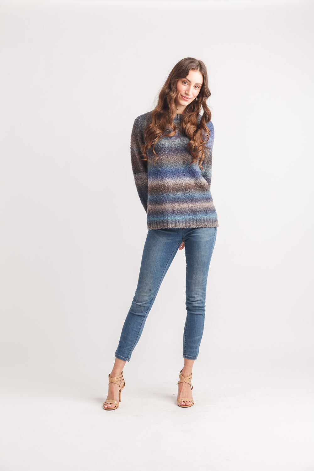 Ombre Striped Boucle Sweater