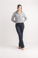 Extended Sleeve Half Zip Sweater with Contrast Trim