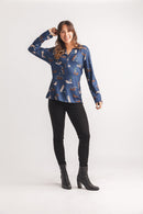 Dog Printed Lightweight Henley Sweater