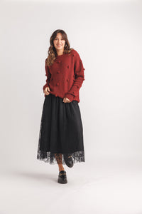 Lace Skirt with Elastic Waist