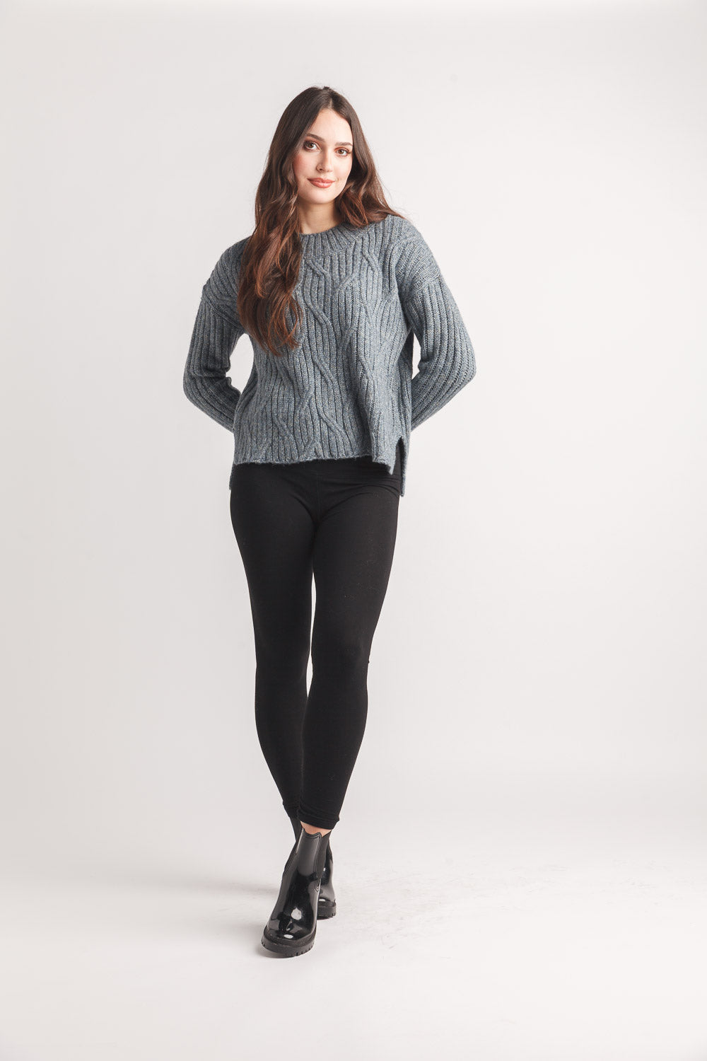 Cable Knit Drop Shoulder Sweater