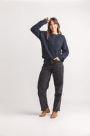 Henley Cable Knit Sweater
