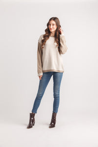 Two Tone Lightweight Sweater With Contrast