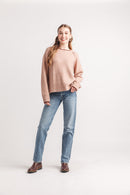 Exposed Seam Sweater with Contrast Trim