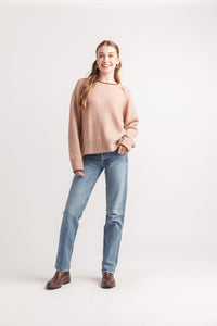 Exposed Seam Sweater with Contrast Trim