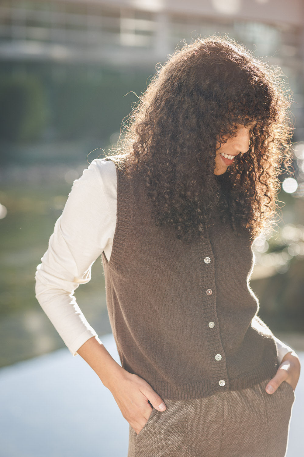 Knit Button Front Vest