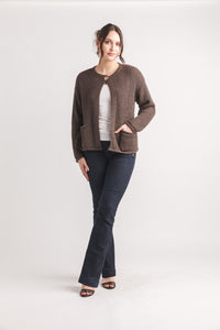 Knit Cardigan with Button Detail and Patch Pockets
