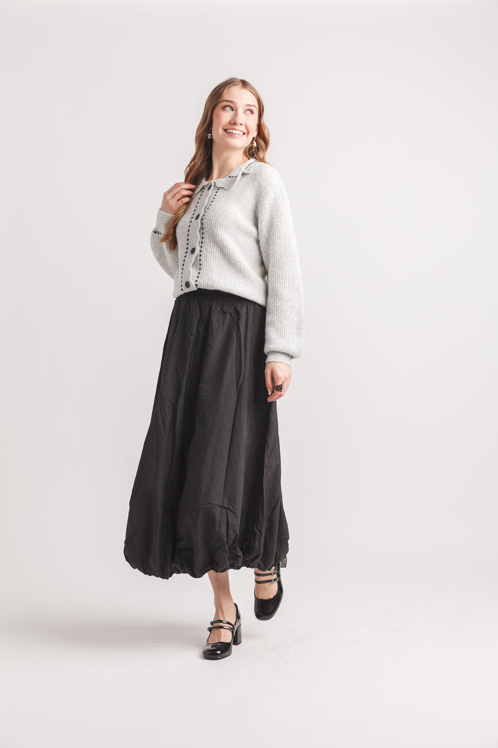 Collared Cardigan With Contrast Stitch Detail