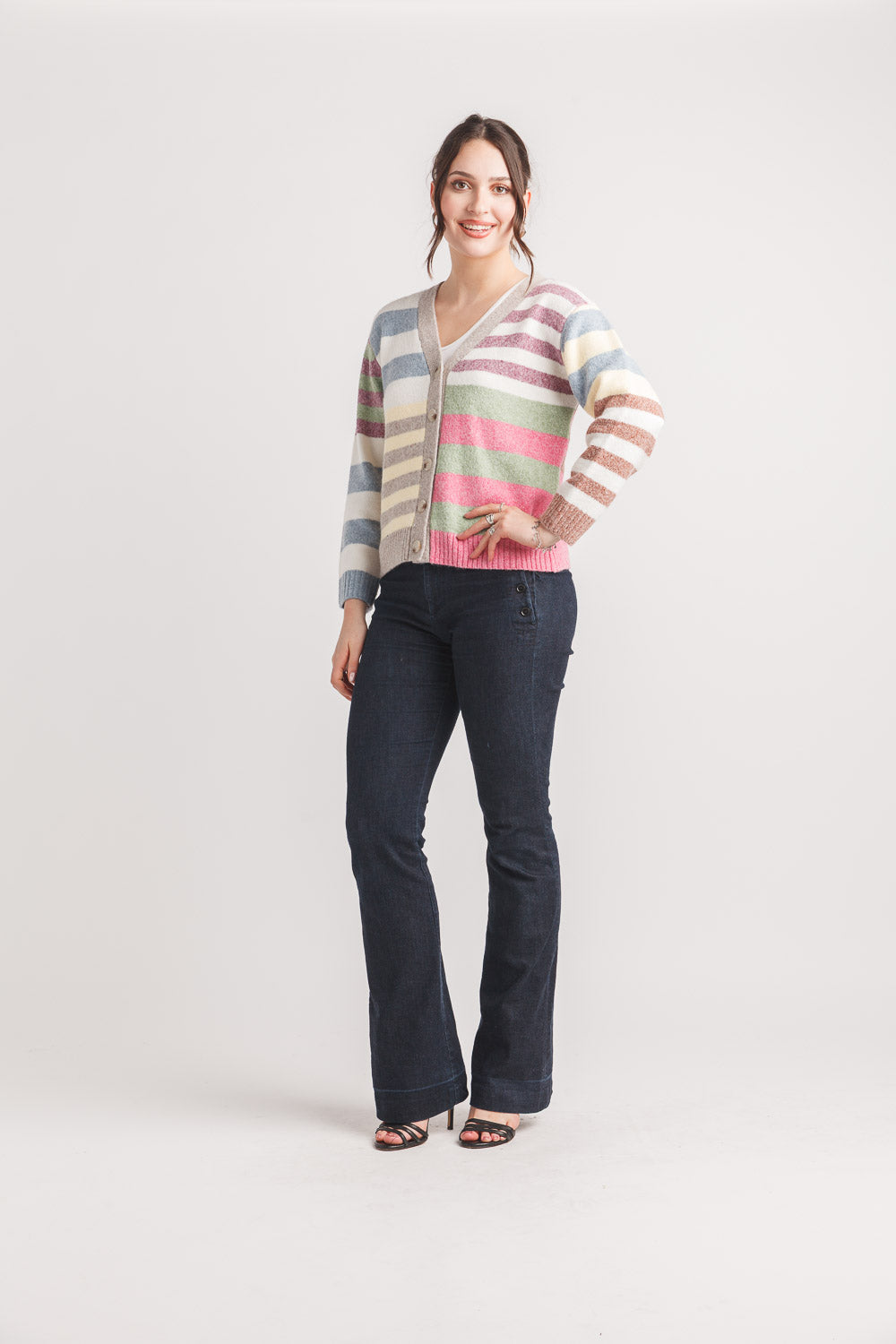 Contrast Stripe Knit Cardigan