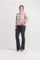 Contrast Stripe Knit Cardigan