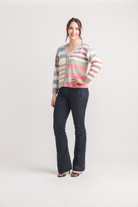 Contrast Stripe Knit Cardigan