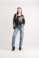 Floral Intarsia V Neck Sweater