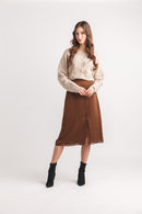 Satin Skirt with Lace Trim