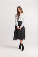Lace Trim V Neck Sweater