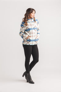 Global Printed 1/2 Zip Sherpa Sweater With Kangro