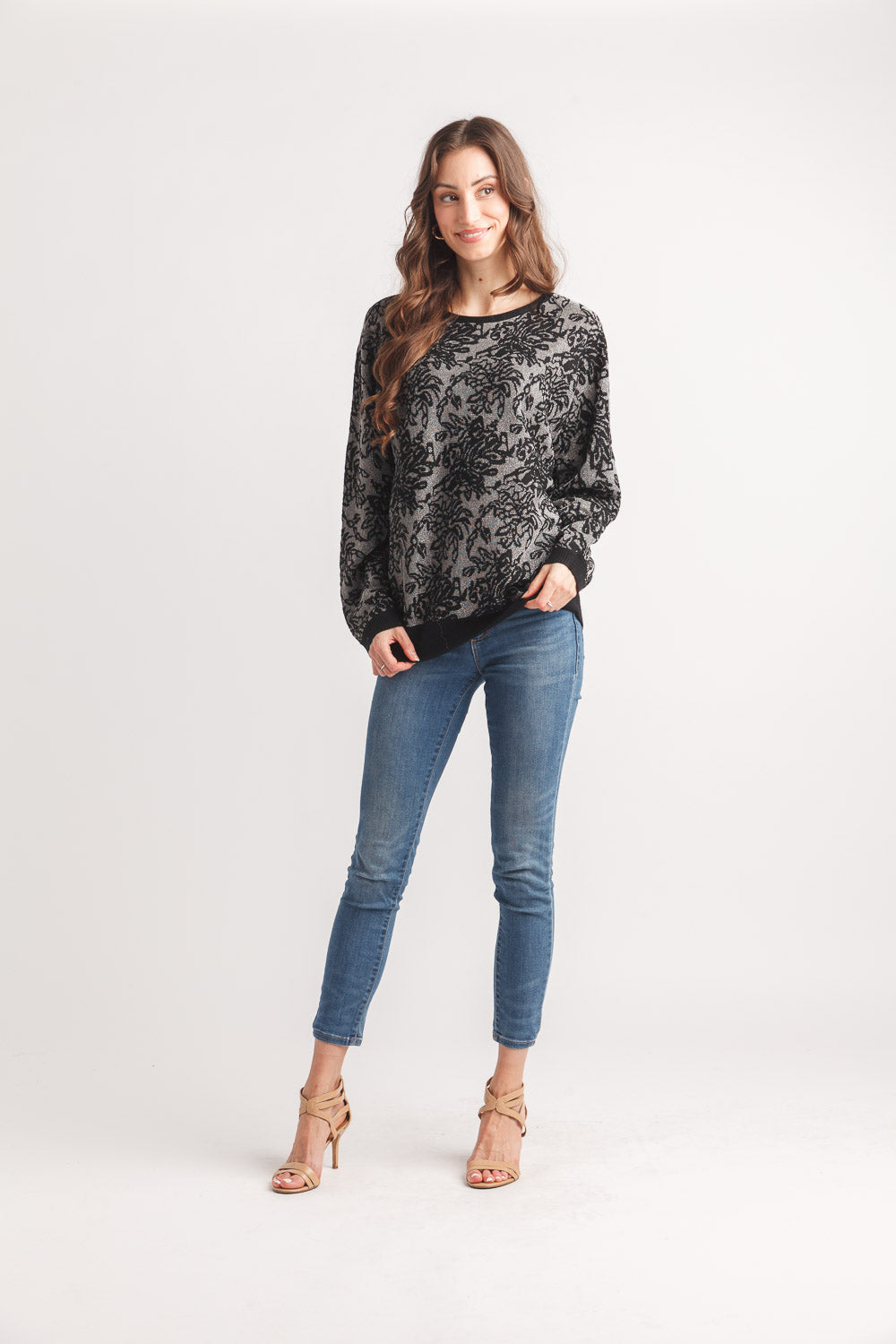 Metallic Floral Lightweight Sweater