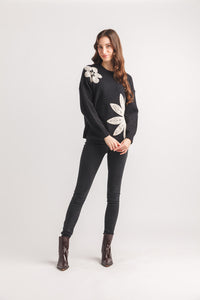 Crochet Floral Applique Sweater