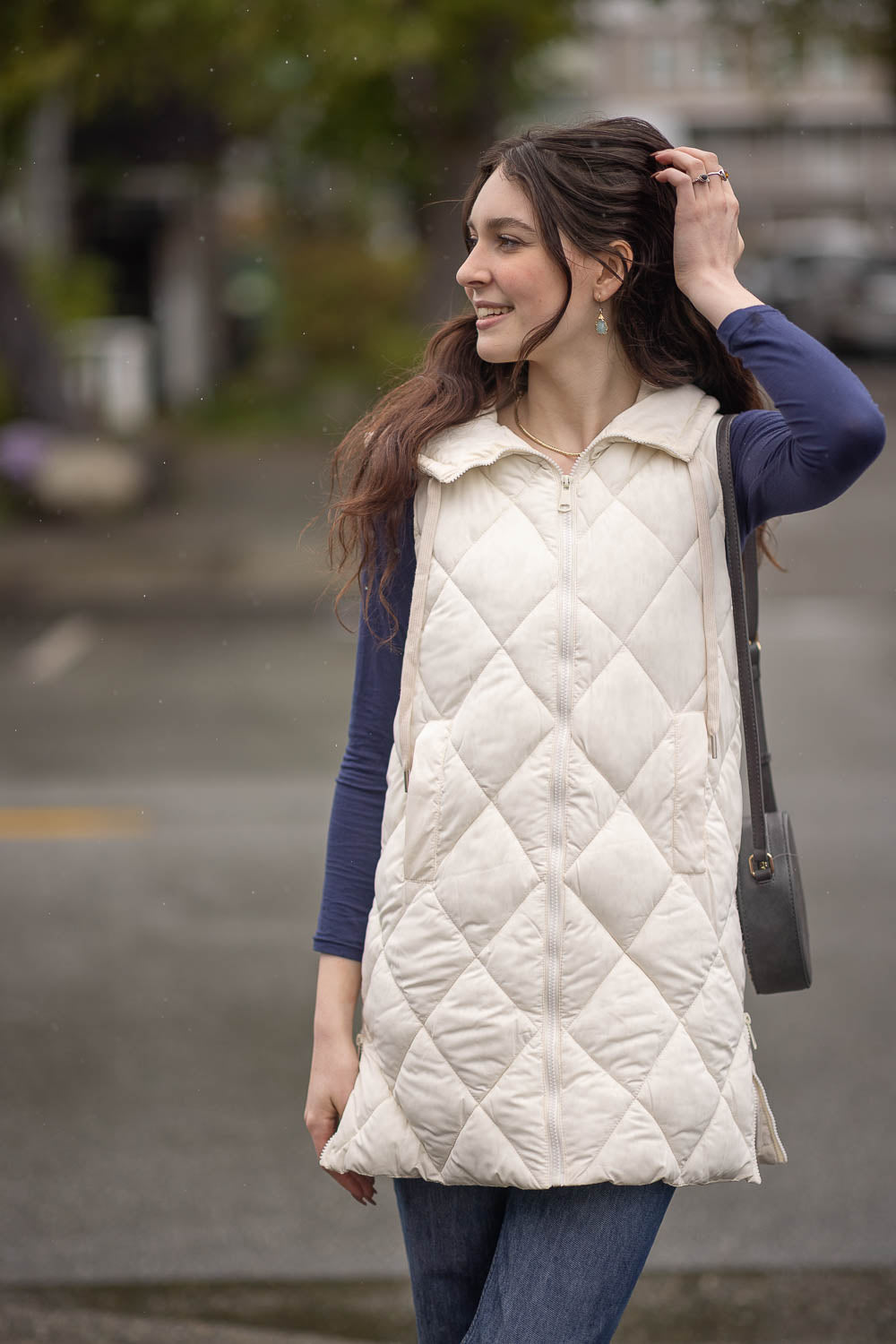 JT-13752 - Puffer Hooded Vest with Side Zip Detail