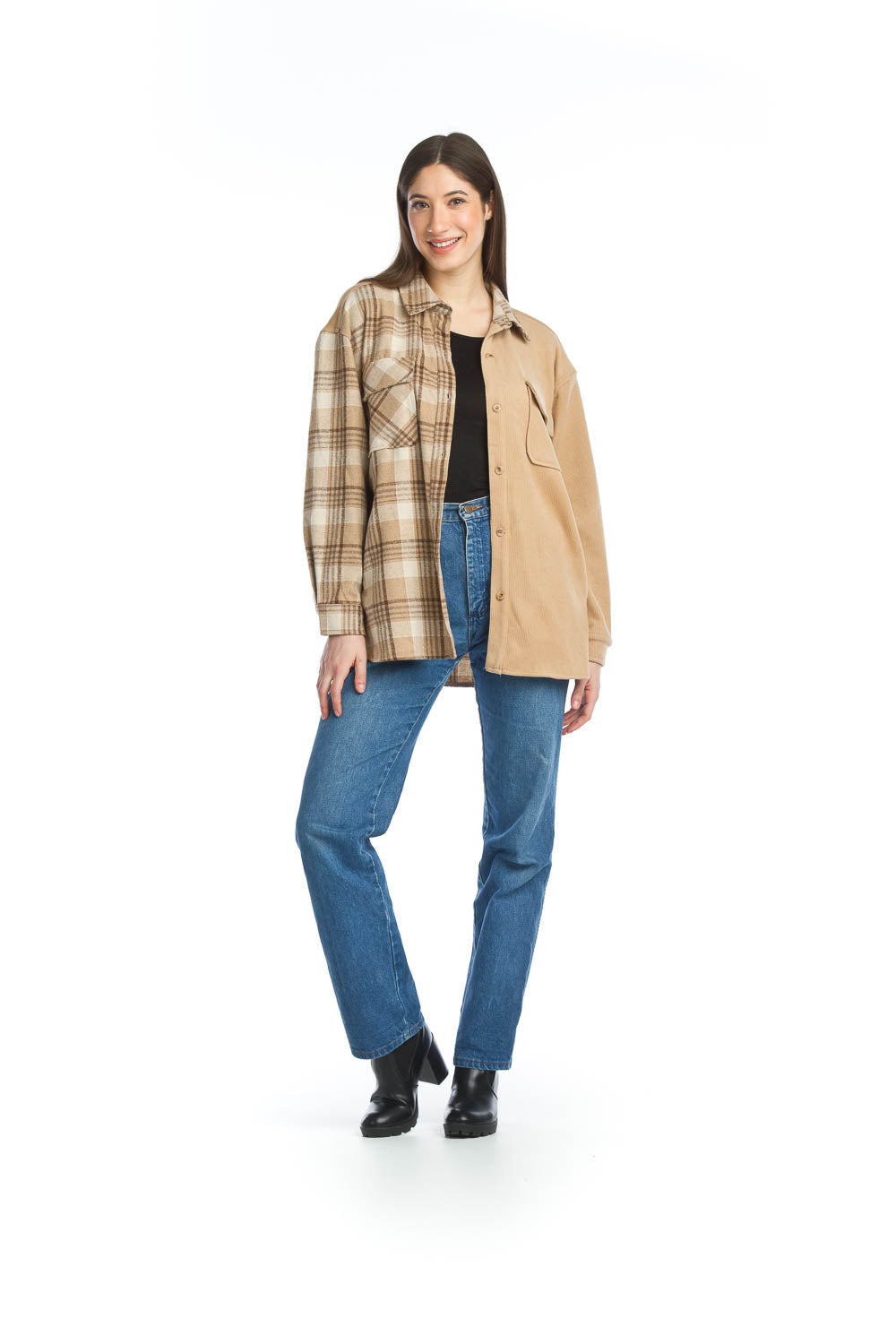 JT-13763 - Camel - Flannel & Soft Corduroy shirt Jacket
